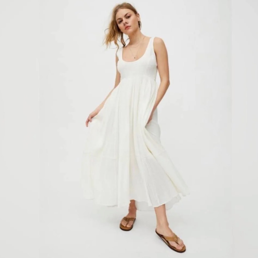 Urban Outfitters White Million Miles Maxi Dress Sleeveless Cotton Bohemian